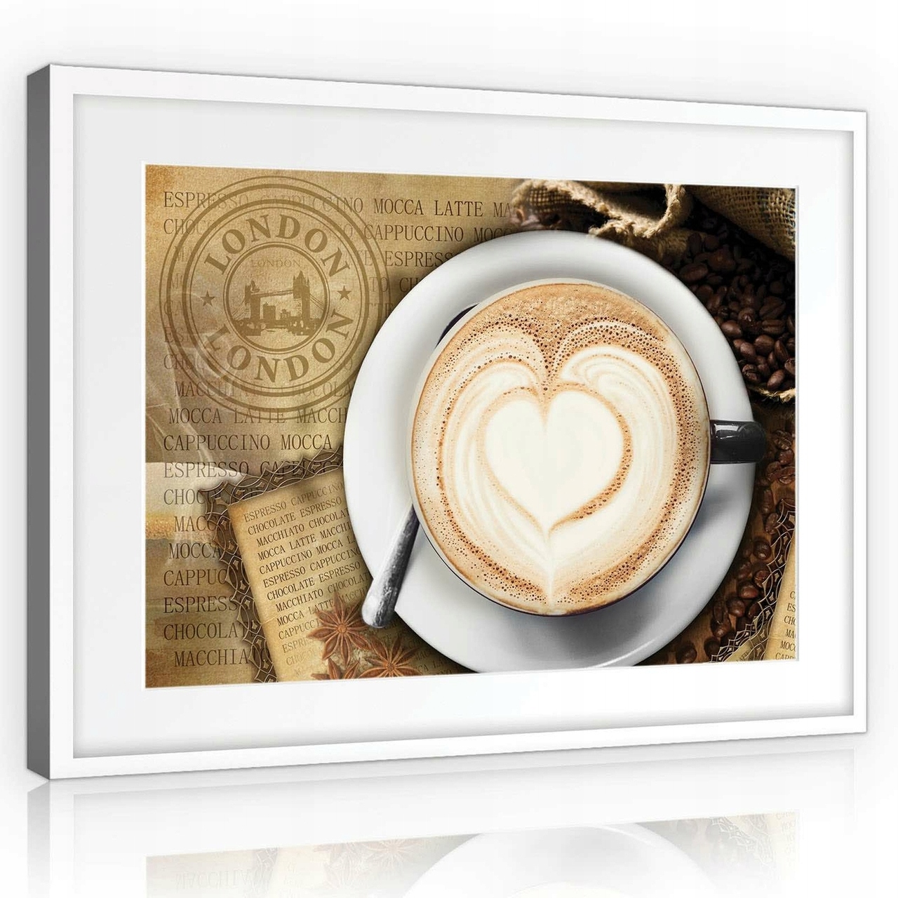 Obraz 100x75 Káva latte-art srdce láska Londýn útulnost teplo ran