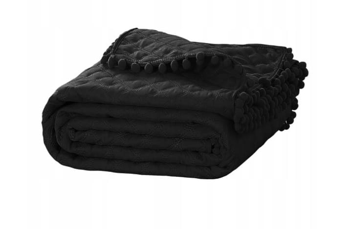 Černá Prošívaný Přehoz s Bambule 200x220 Pompoo