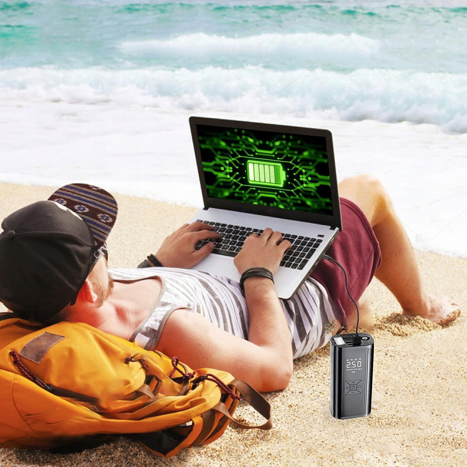 150PSI ELEKTRYCZNA POMPKA DO OPON SAMOCHODOWYCH, ROWERÓW, MOTOCYKLI I PIŁEK Waga 600 g