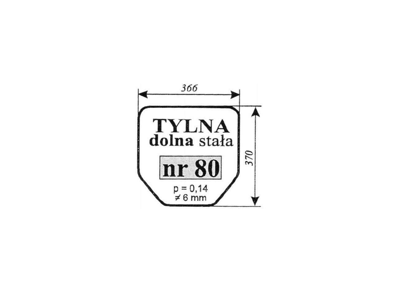 SZYBA TYLNA DOLNA STAŁA MF-255 80