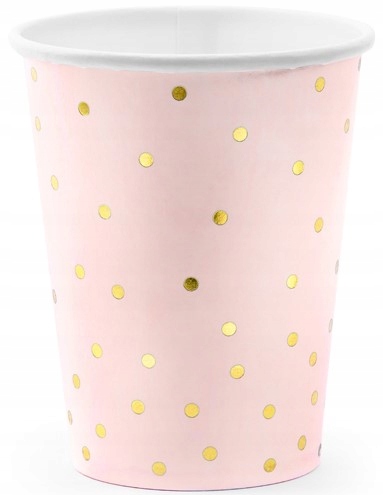 

Kubeczki Kubki Papierowe Kropki, jasny róż, 260ml