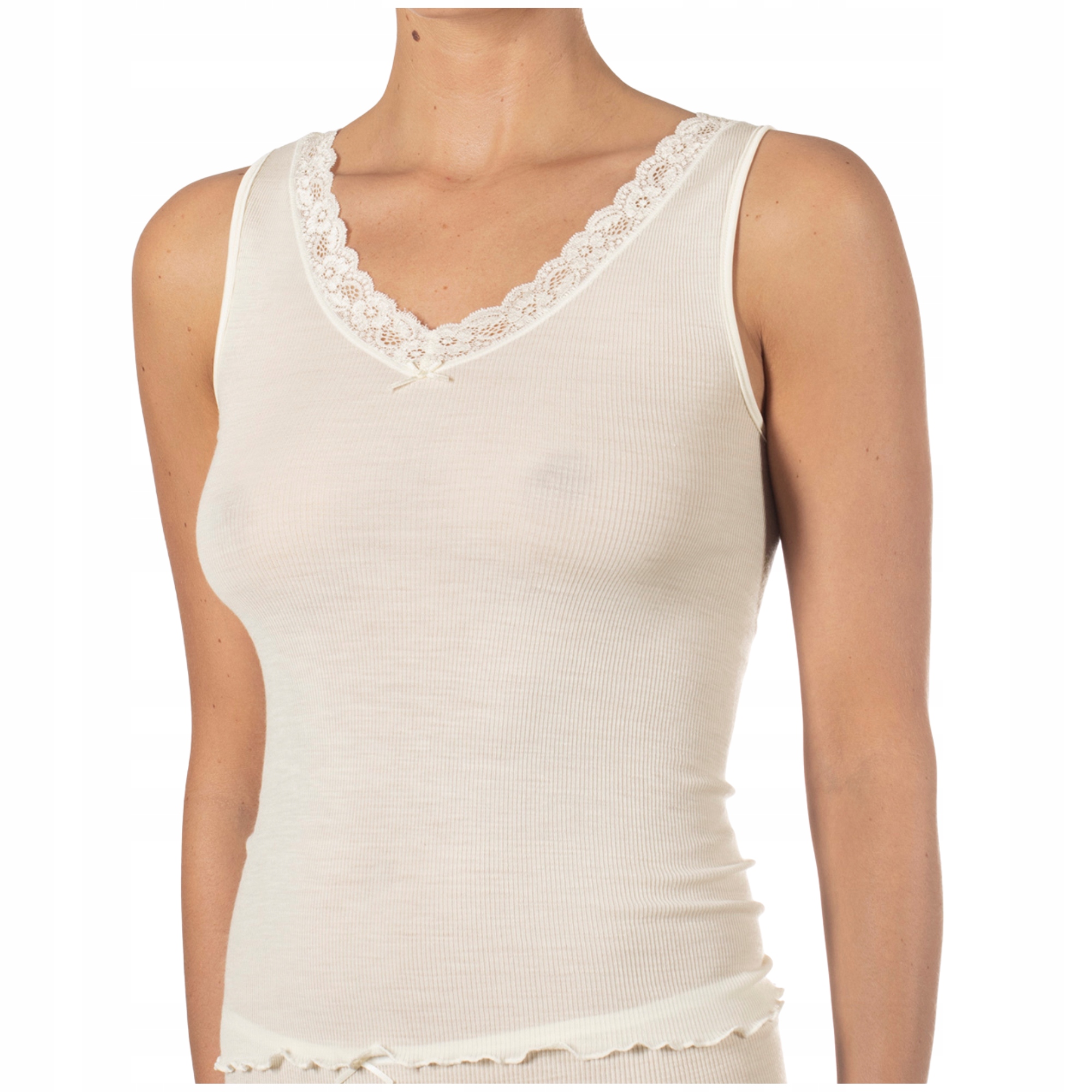 Top teplá vlněná podprsenka s ramínky Nvc Wool Silk hedvábí ecru 40