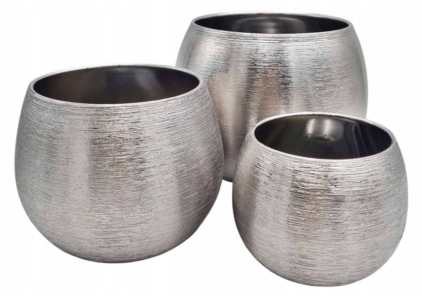 Set 3x Obal Na Květináč Na Květiny květináč květináč keramika K157 Stříbro