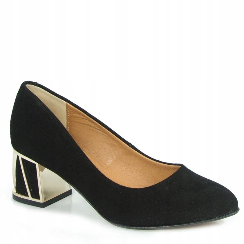 Laroni 3434 Lodičky Z Semišové Kůže Černé S Ozdobným Podpatkem 36