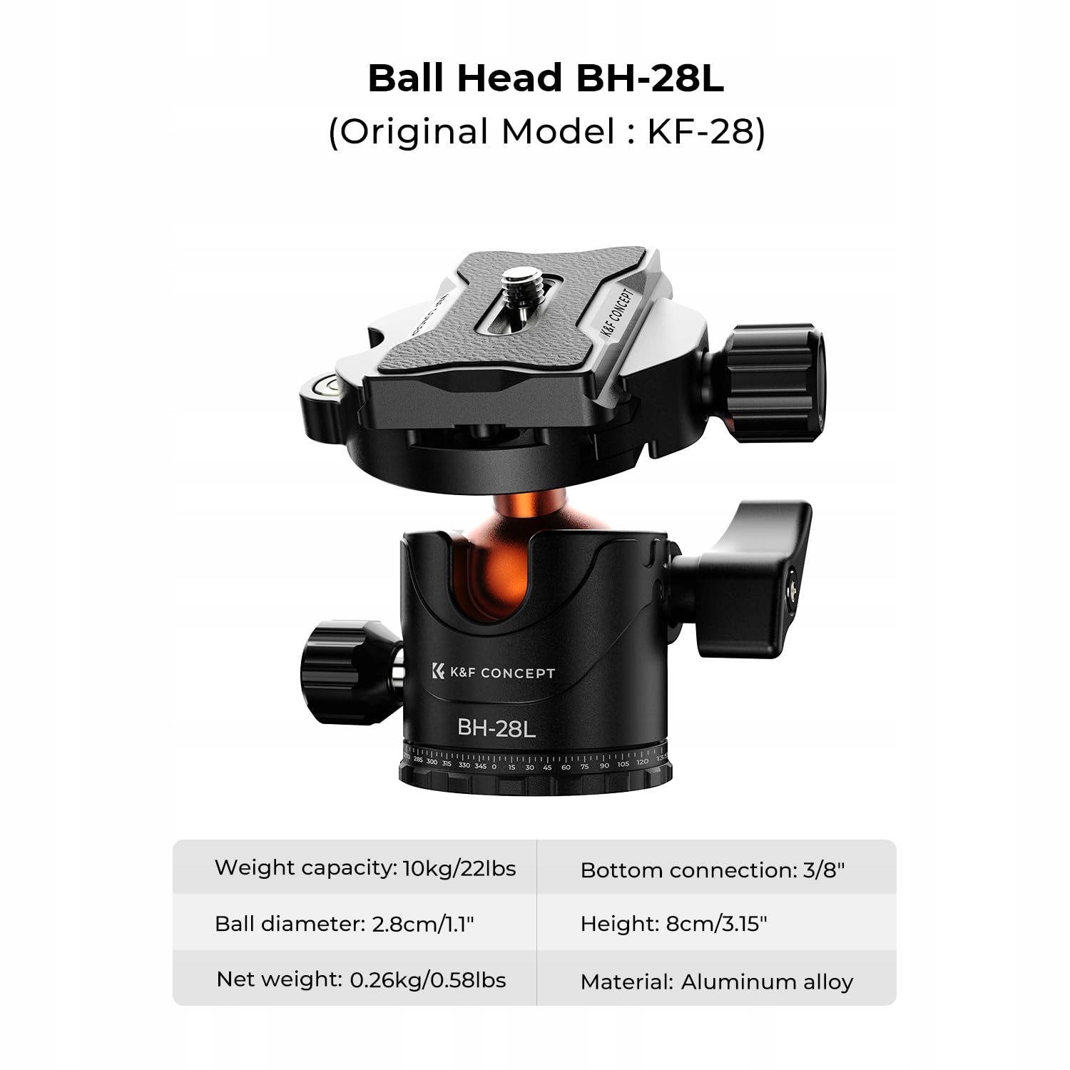 K&F CONCEPT Tripod 360° Head DSLR Canon Nikon Sony Aluminum — miniatura 6