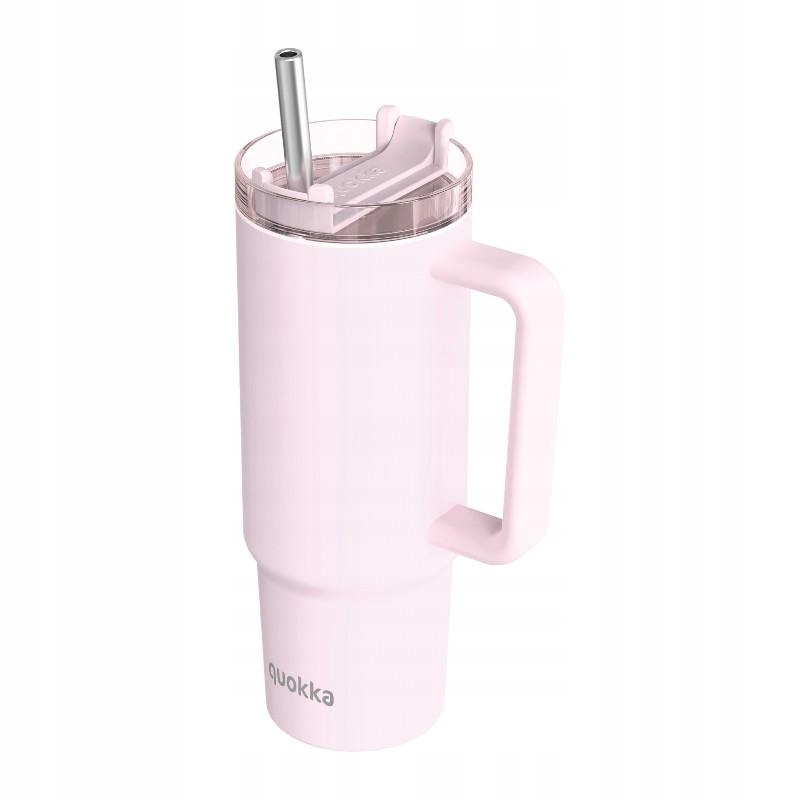 Kubek Termiczny ze Słomką Quokka Stream Termos na Herbatę Duży Pink 950ml