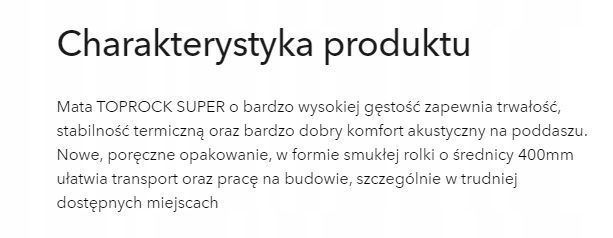 WEŁNA SKALNA TOPROCK SUPER 10 CM Marka inna