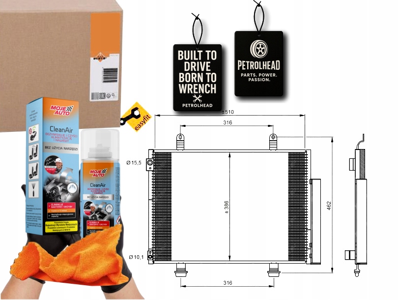 Kondenzátor Klimatizace Suzuki Swift 2010- Nrf #Petrolhead Pro+ Kit9