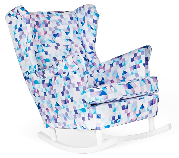 Křeslo ušák Ari houpací skandinávský Family Nábytek vzor kostky čtverce