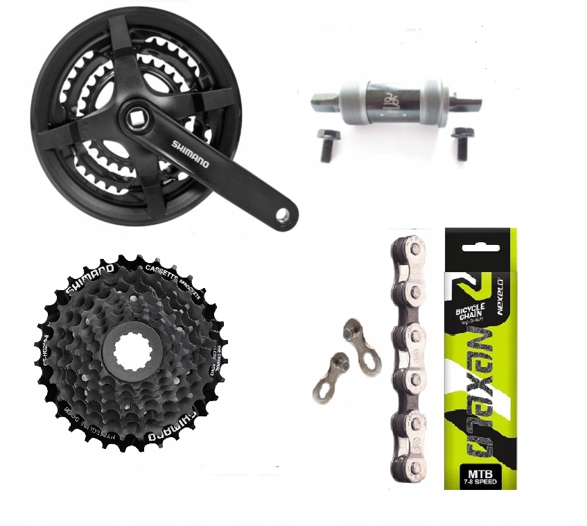 Napęd 3x8 kaseta i korba Shimano 48+łańcuch+suport