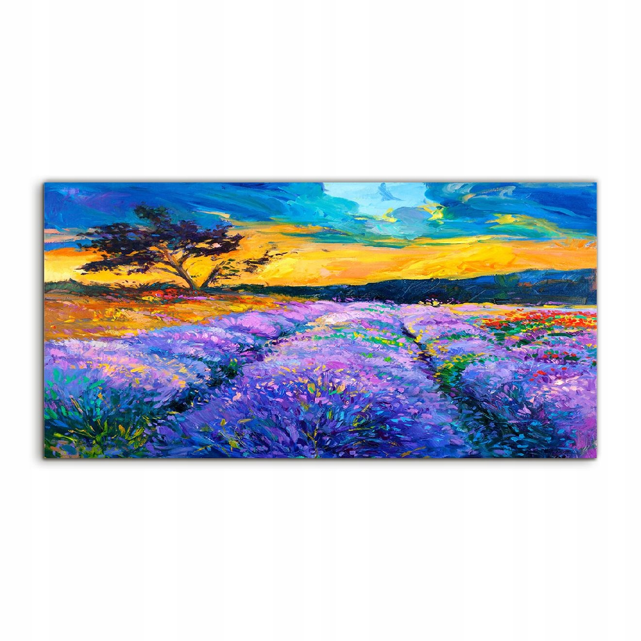 Akrylový obraz 120x60 závesný Levanduľa západ slnka