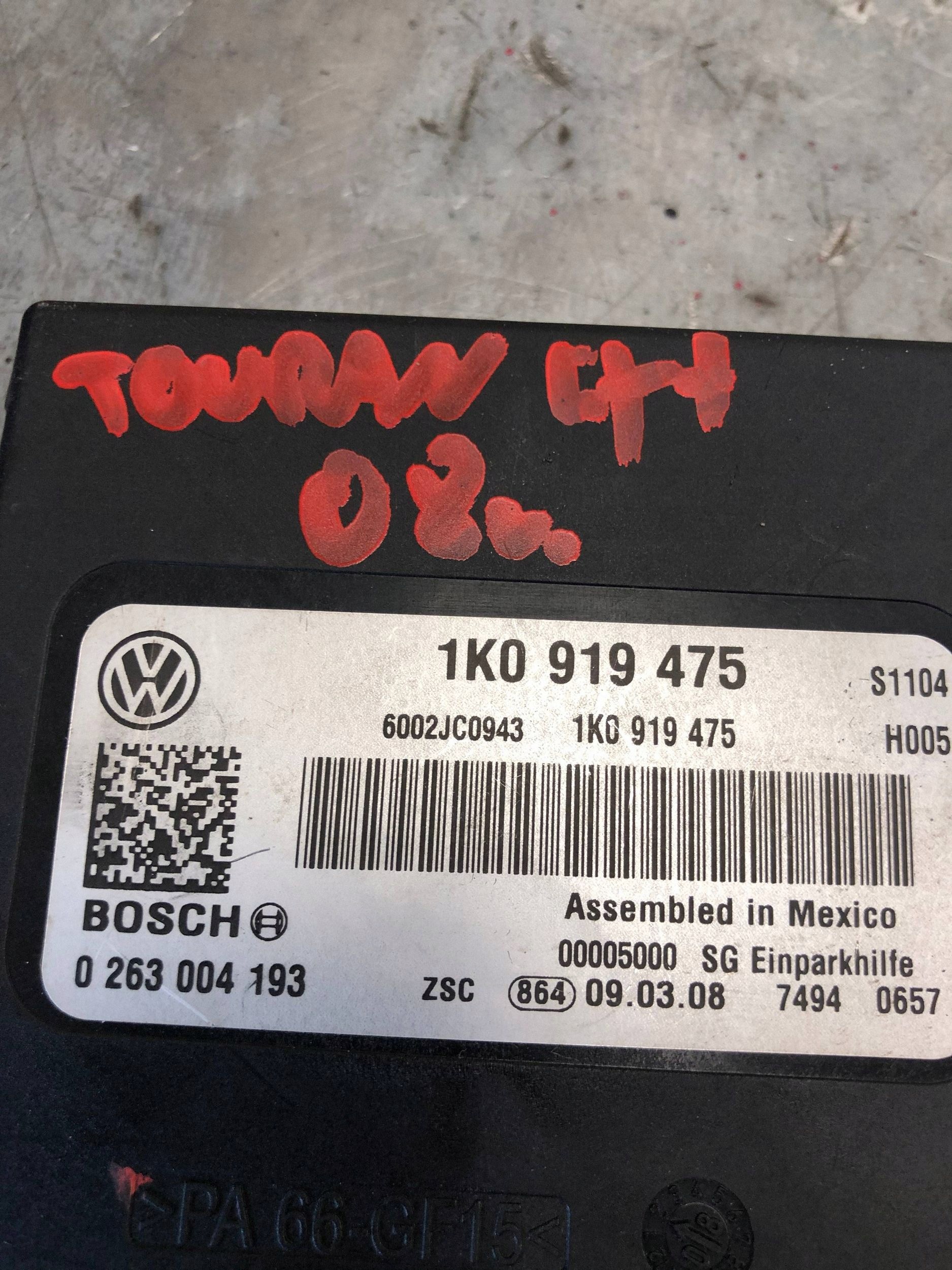 modulo Centralina PDC VW TOURAN e LIFT 1K0919475