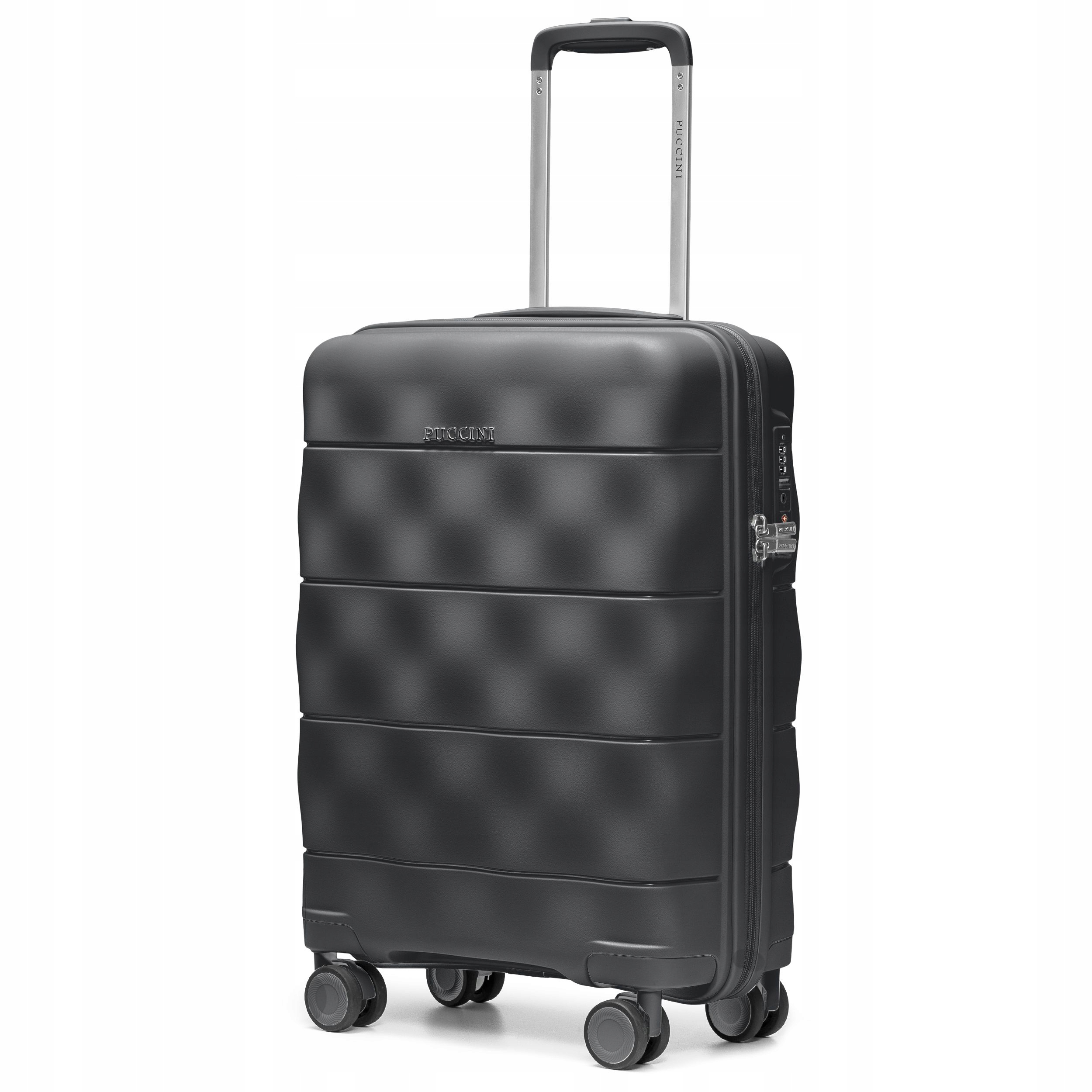 Puccini Walizka Kabinowa Podróżna Lekka Polipropylenowa Czarna PP026C-8
