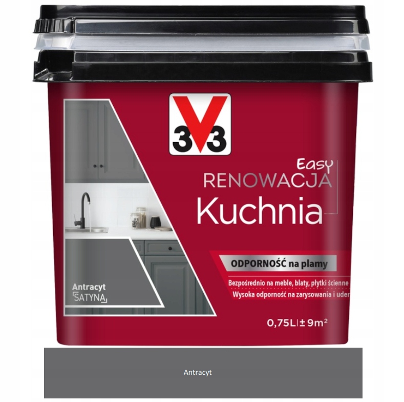 Easy renowacja farba do kuchni odporna na plamy Antracyt satyna 0,75L V33