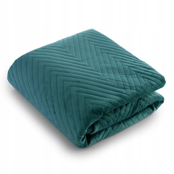 Tyrkysový sametový přehoz na postel se vzorem Arrow Velvet