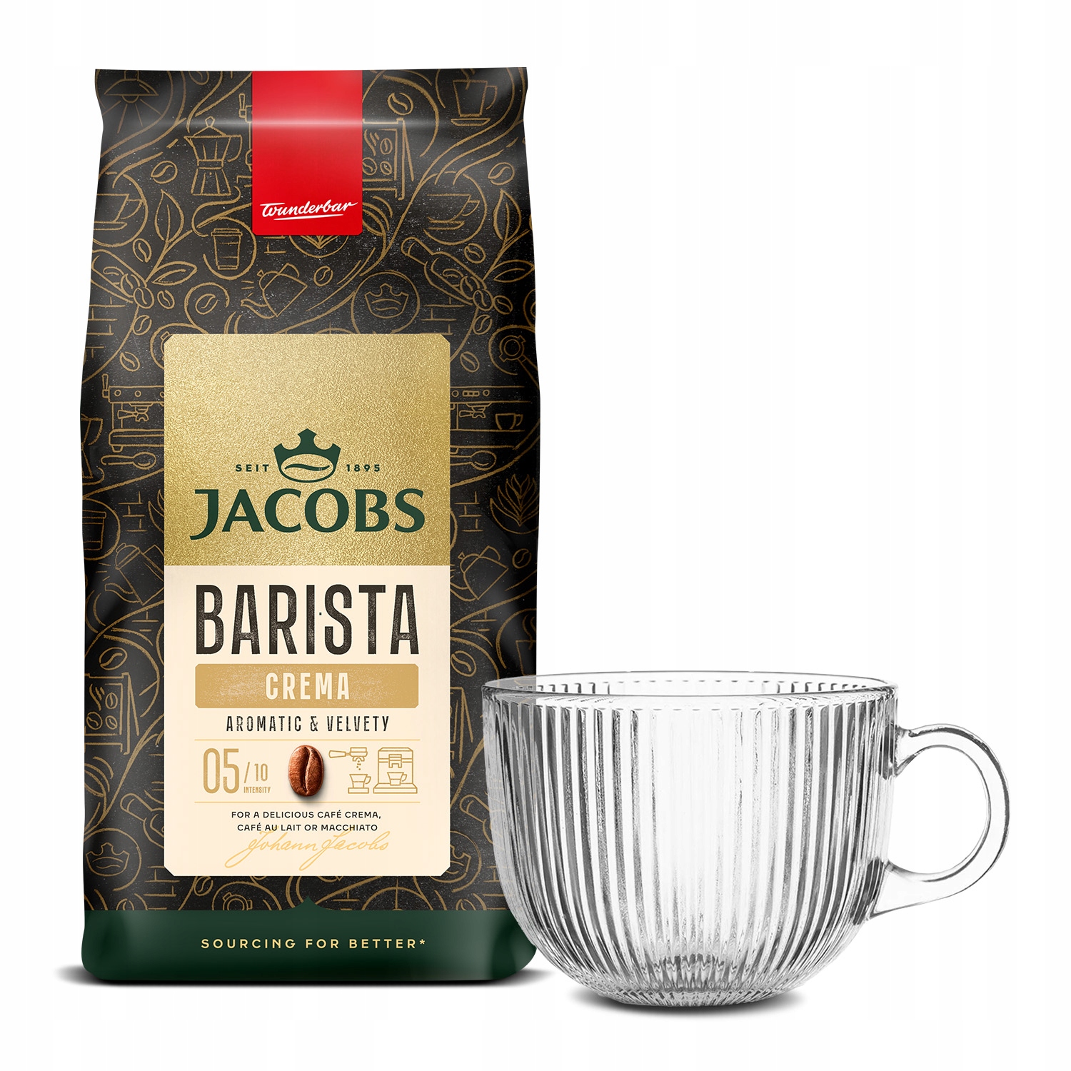 Kawa ziarnista Jacobs Barista Editions Crema 1kg filiżanka ryflowana