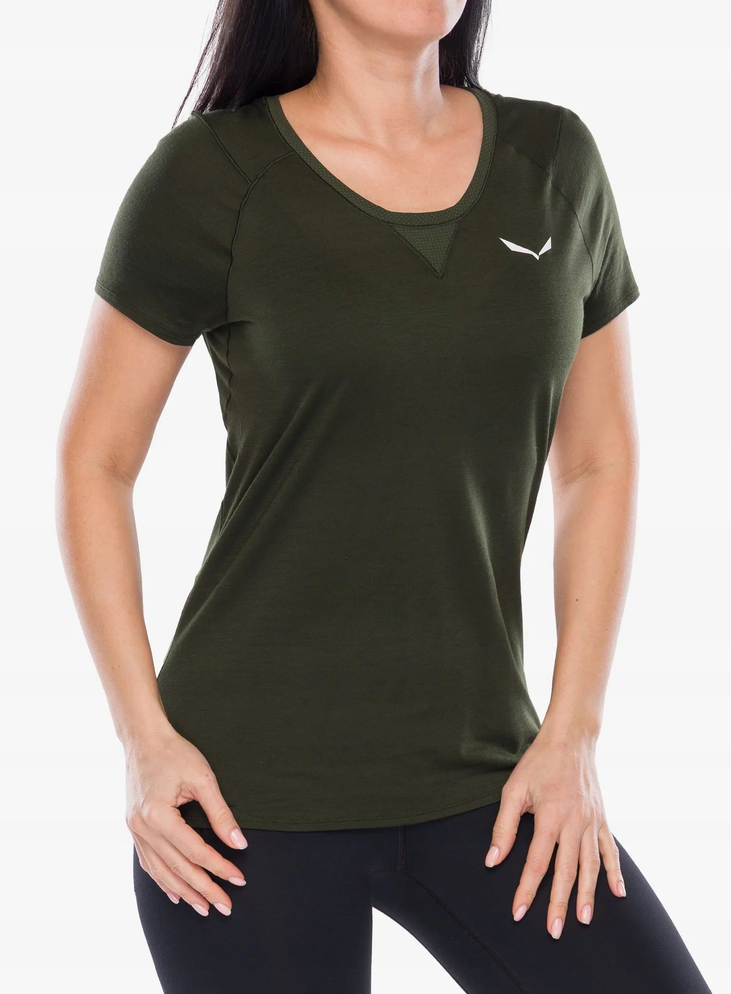 Dámské termoaktivní tričko Salewa Agner Am T-shirt tmavě olivová 36 (s)