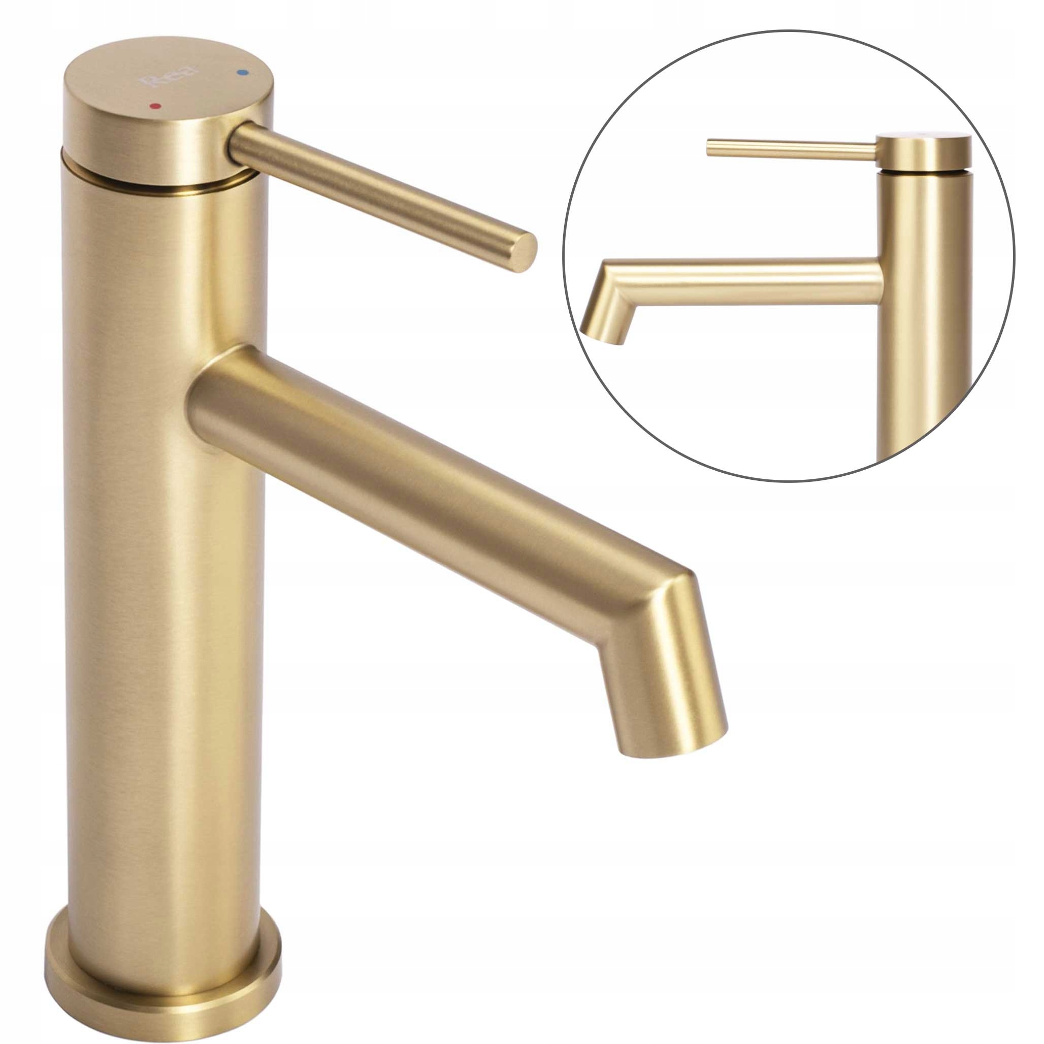 Umyvadlová baterie Zlatá kartáčovaná matná Nízká Rea Foss Gold Kulatá