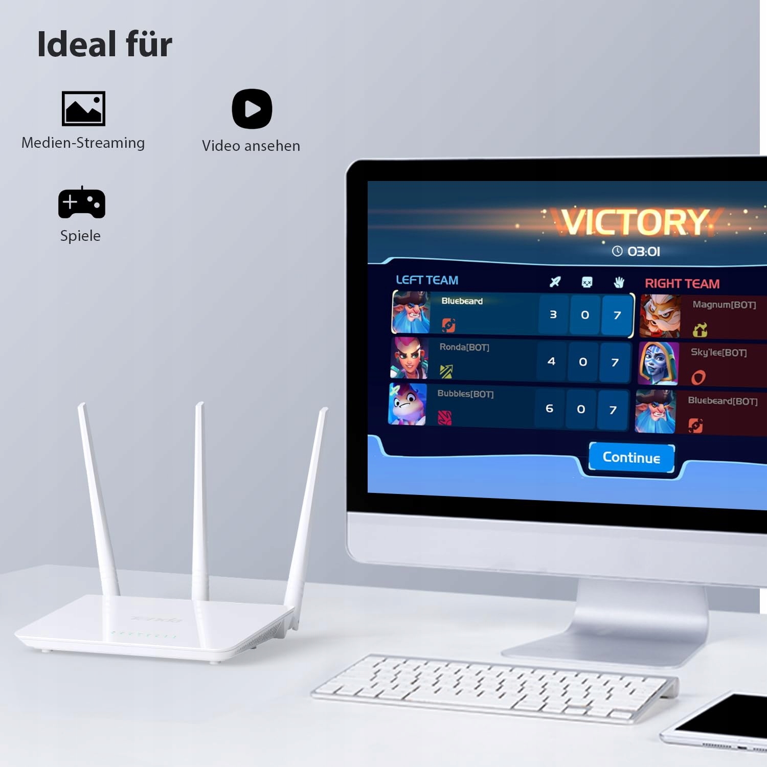 TENDA F3 N300 Router WLAN 300Mb/s 2.4GHz 3 Antennas 3 LAN WAN Ports AP — miniatura 8