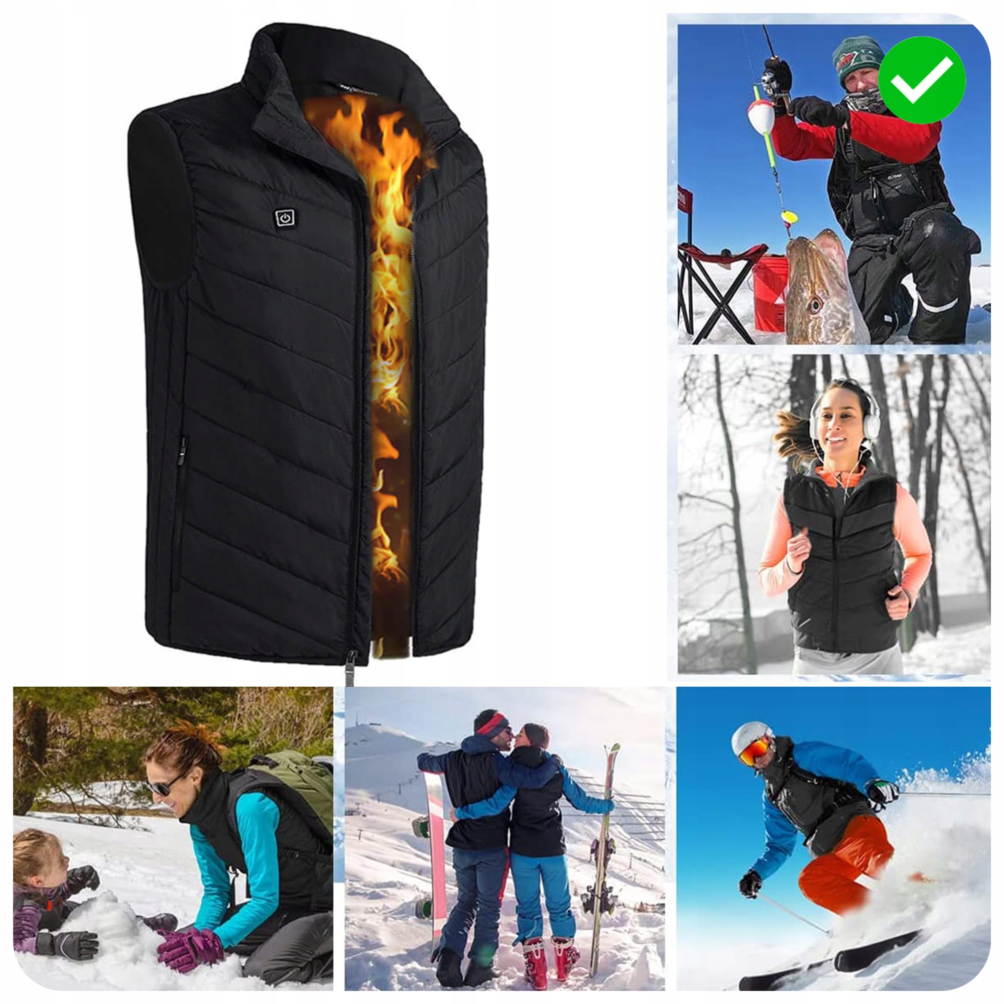 KAMIZELKA OGRZEWANA MĘSKA DAMSKA ZIMOWA BEZRĘKAWNIK ROBOCZY PODGRZEWANA Materiał dominujący bawełna