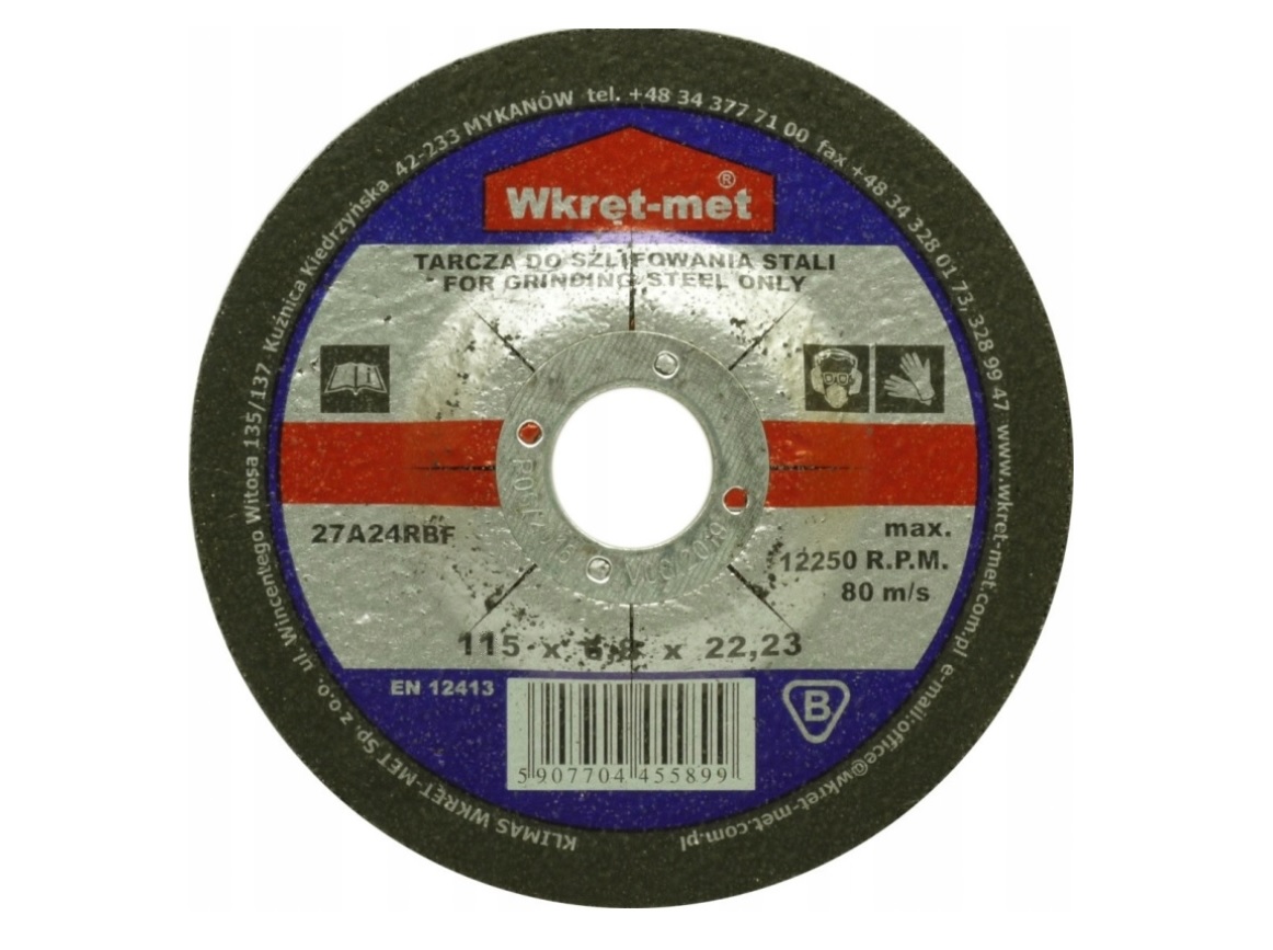 

Tarcza do szlifowania Stali Wkręt-met 115x6,8x22