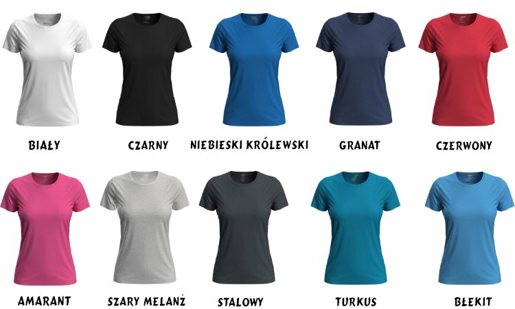 KOSZULKA DAMSKA Z WŁASNYM NADRUKIEM NAPIS LOGO roz.XL Dekolt okrągły