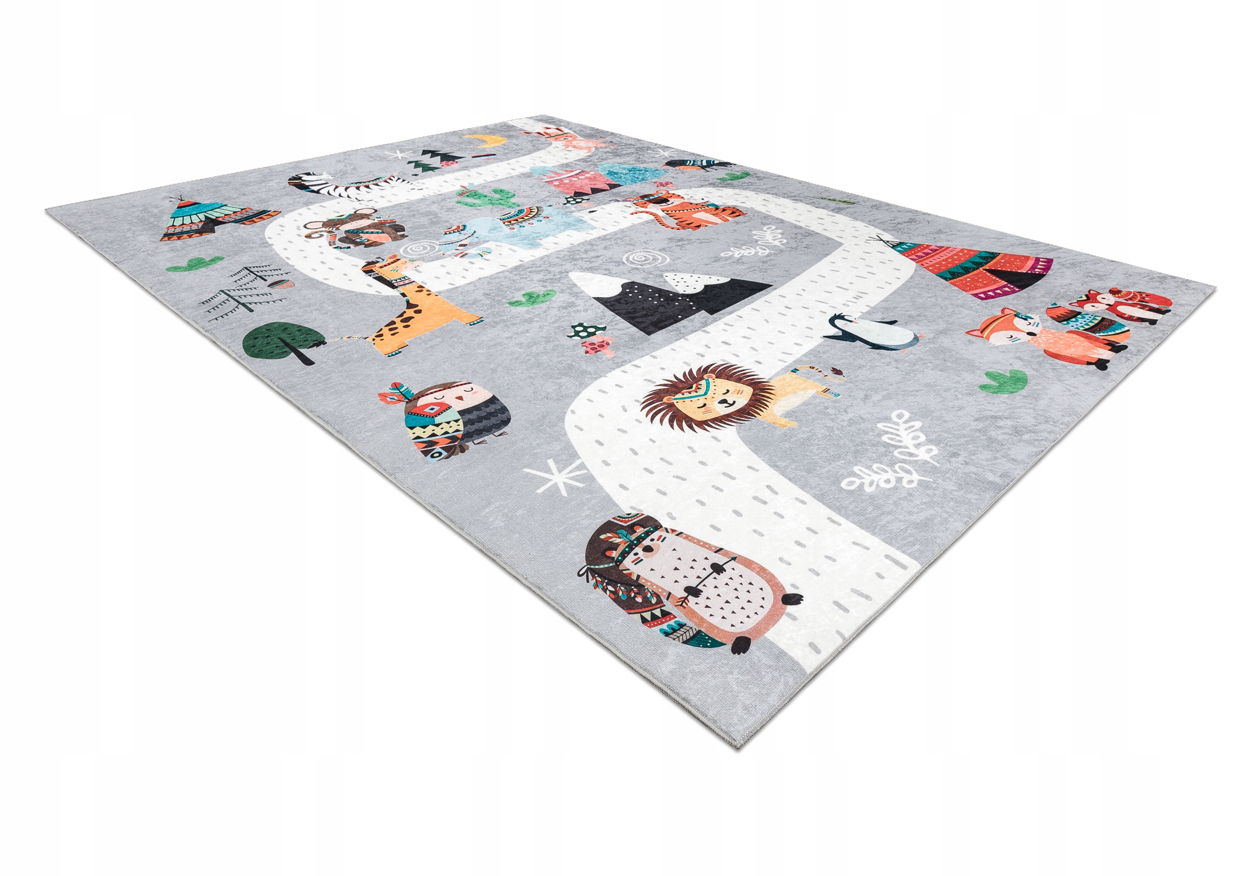 DZIECIĘCY DYWAN DO PRANIA GUMA 80x150 INDIAŃSKI WIOSKA #I149 Długość 150 cm