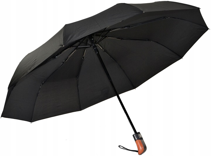 PORZĄDNY PARASOL PARASOLKA AUTOMAT SKŁADANY WŁÓKNO DAMSKI MĘSKI Kolor czarny