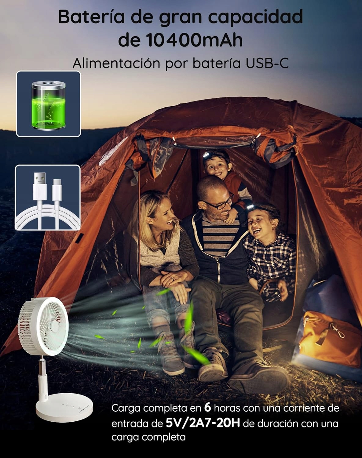 Wentylator Primevolve z pilotem składany akumulatorowy wysuwany Kod producenta 691416347672239097