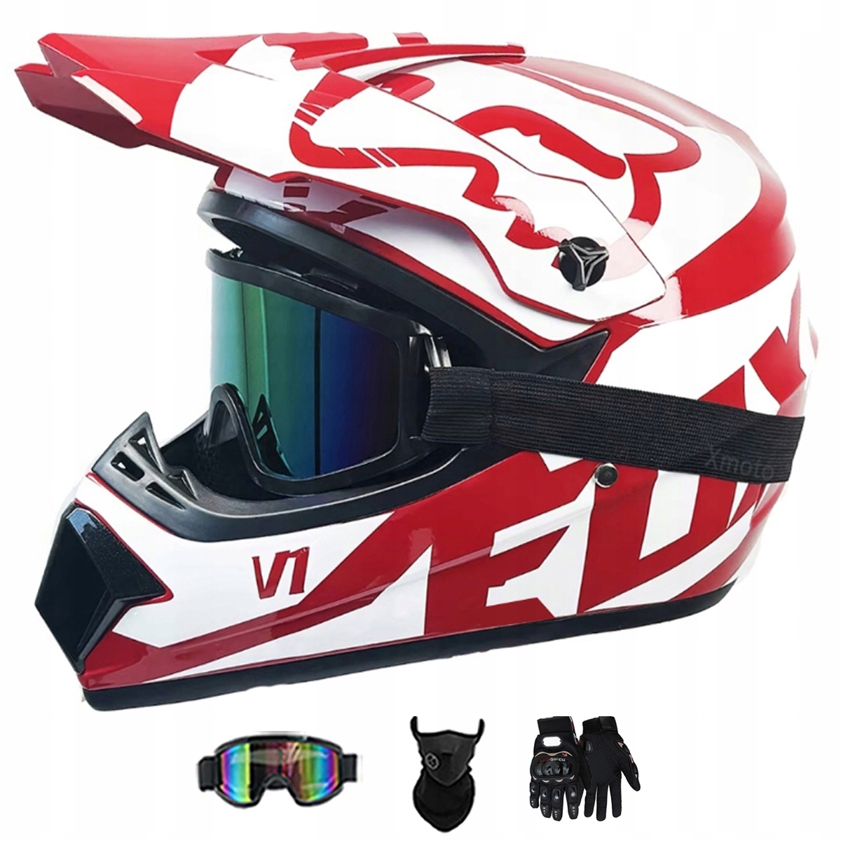 Motocyklová Přilba Lehká Enduro Quada Brýle Rukavice Maska XL