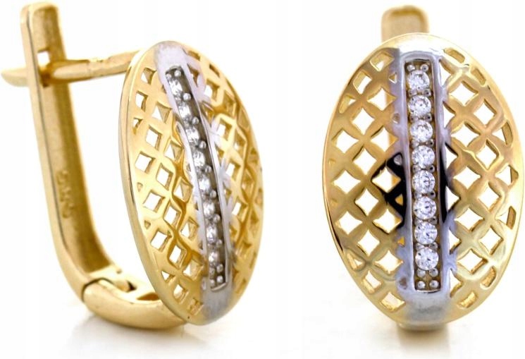 Zlaté náušnice 585 s bílým zlatem a zirkony jsou elegantní jako dárek 14k