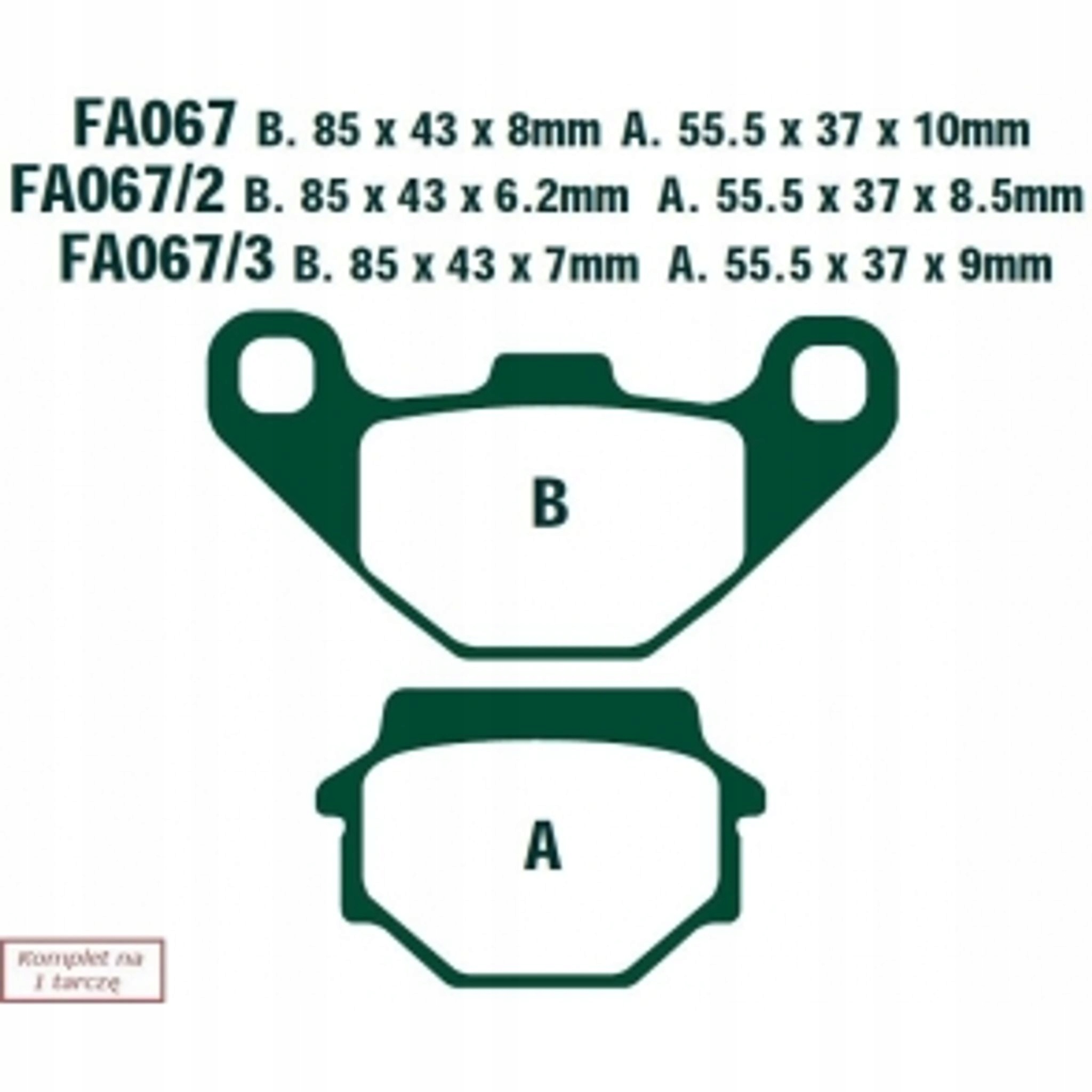Ebc Polska Sp. Z O.o EBCFA067HH Klocki Ham. Moto. Suzuki Zr 50 Slkx (81)/