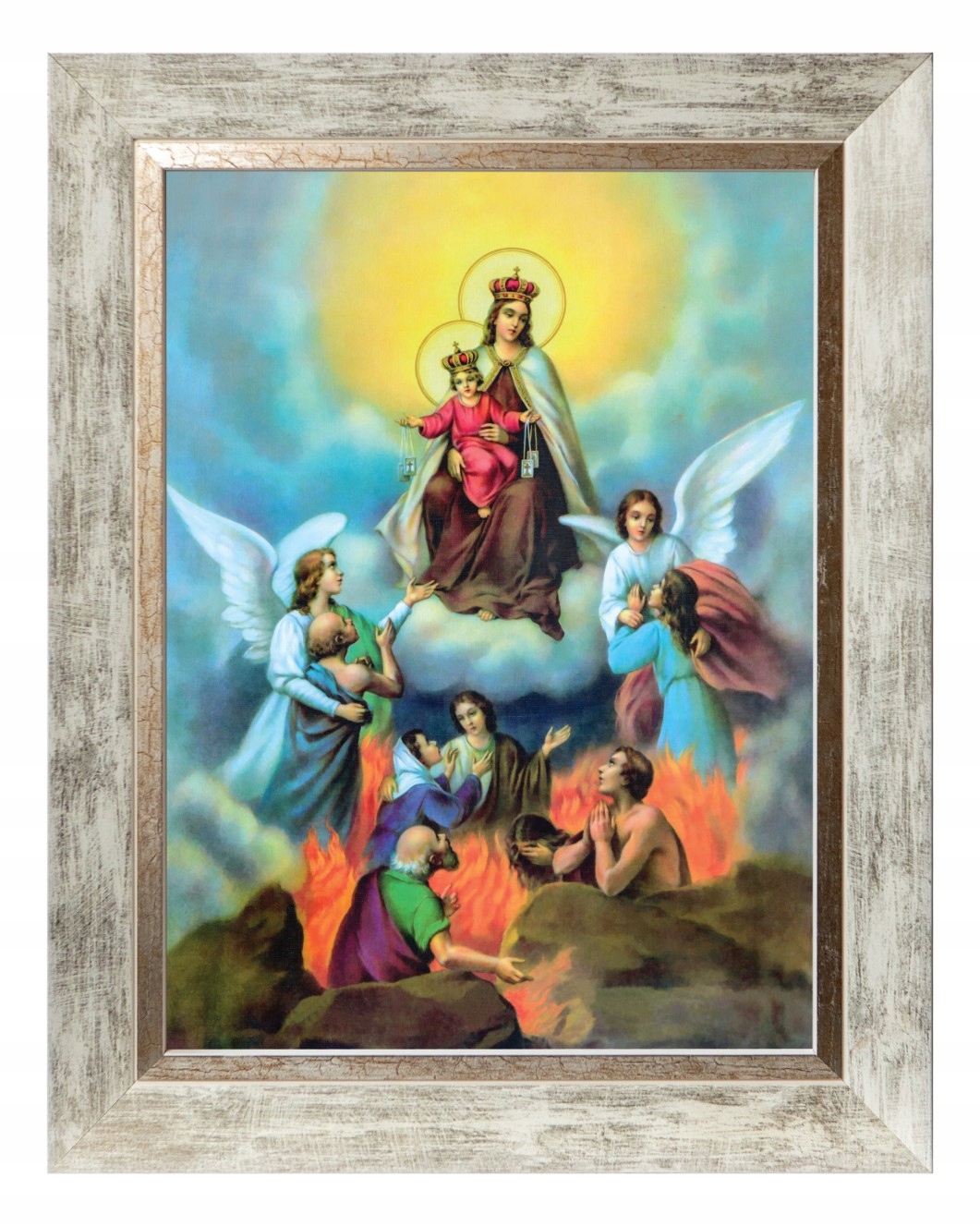 Matka Boží Skaplerní Náboženský Obraz V Bílém Ozdobném Rámu 30X40