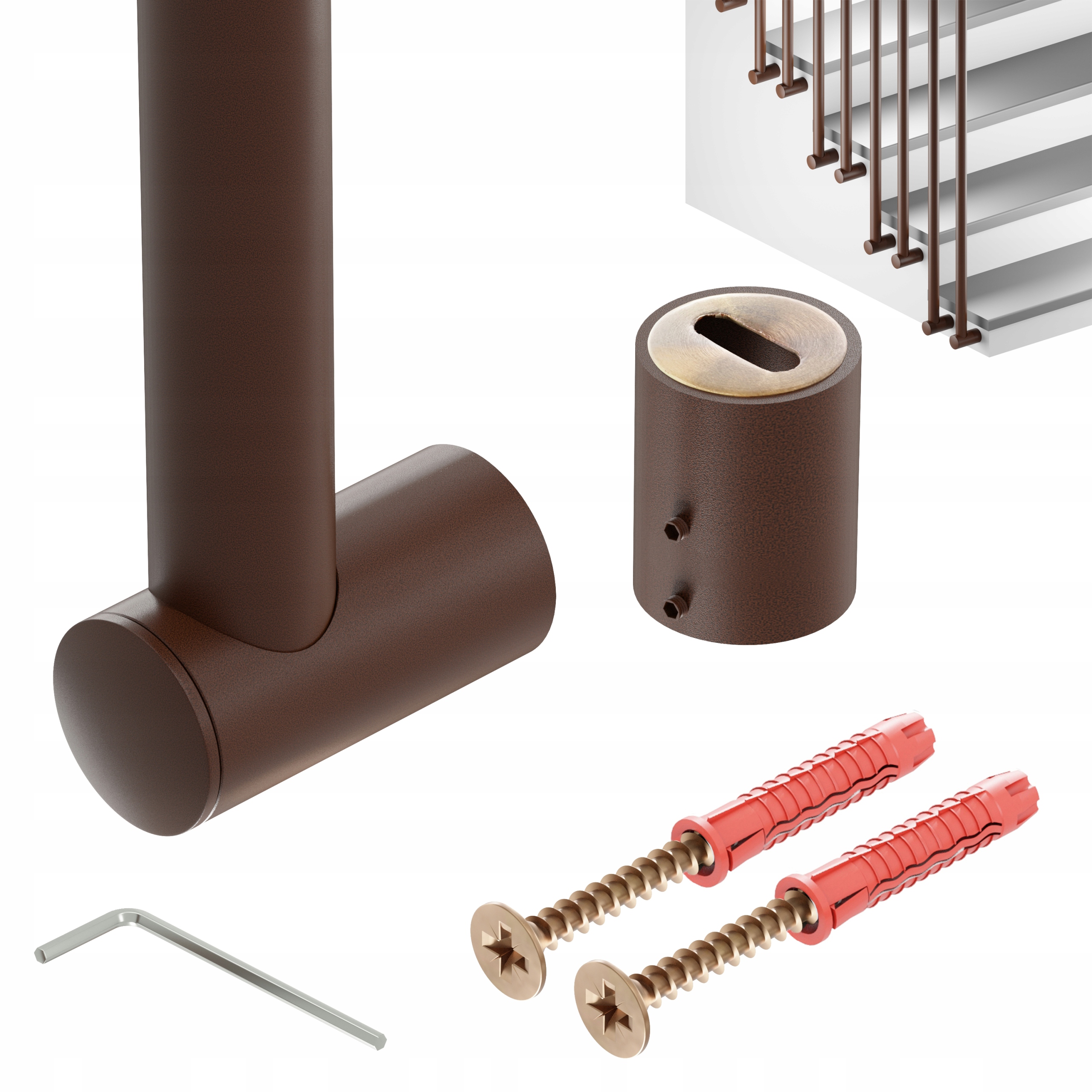 Zábradlí Na Schody Barierka Sloupek Hnědá fi 25mm 400 cm Harfa Sens