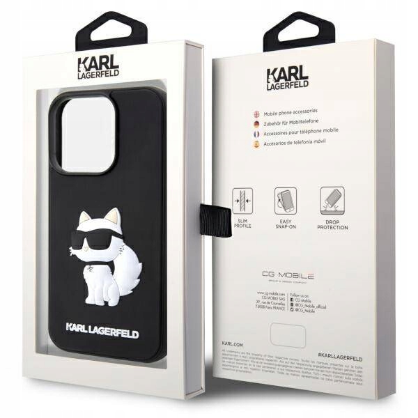 Pouzdro pro iPhone 14 Pro Karl Lagerfeld KLHCP14L3DRKH