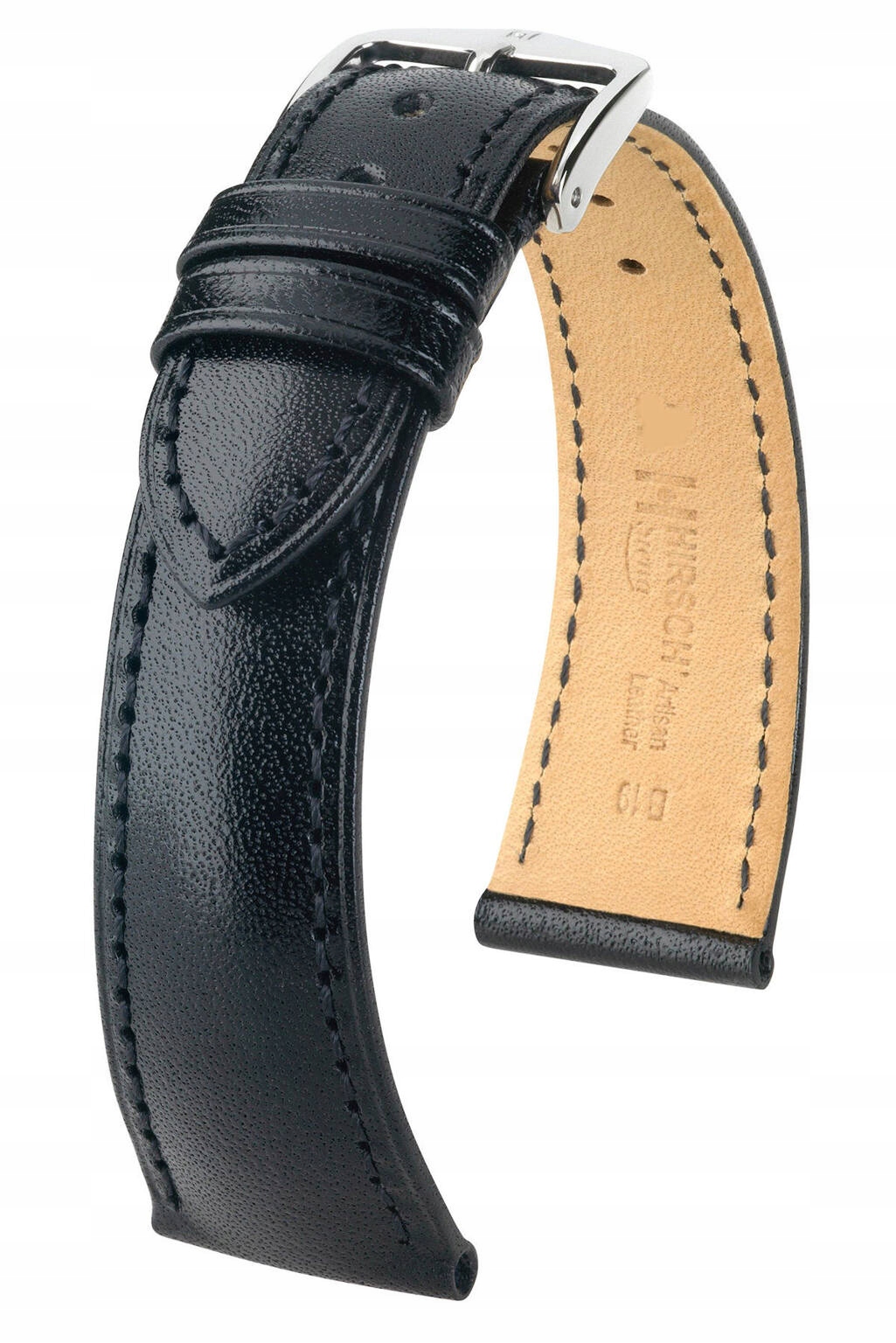 Černý Kožený Elegantní Řemínek Na Hodinky 19 mm Hirsch Siena 04202050-2-19