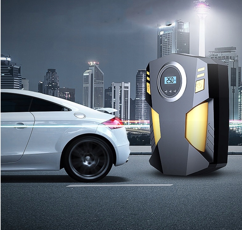 KOMPRESOR SAMOCHODOWY BEZOLEJOWY POMPKA DO KÓŁ ZESTAW SPRĘŻARKA 12V LED LCD Marka inna