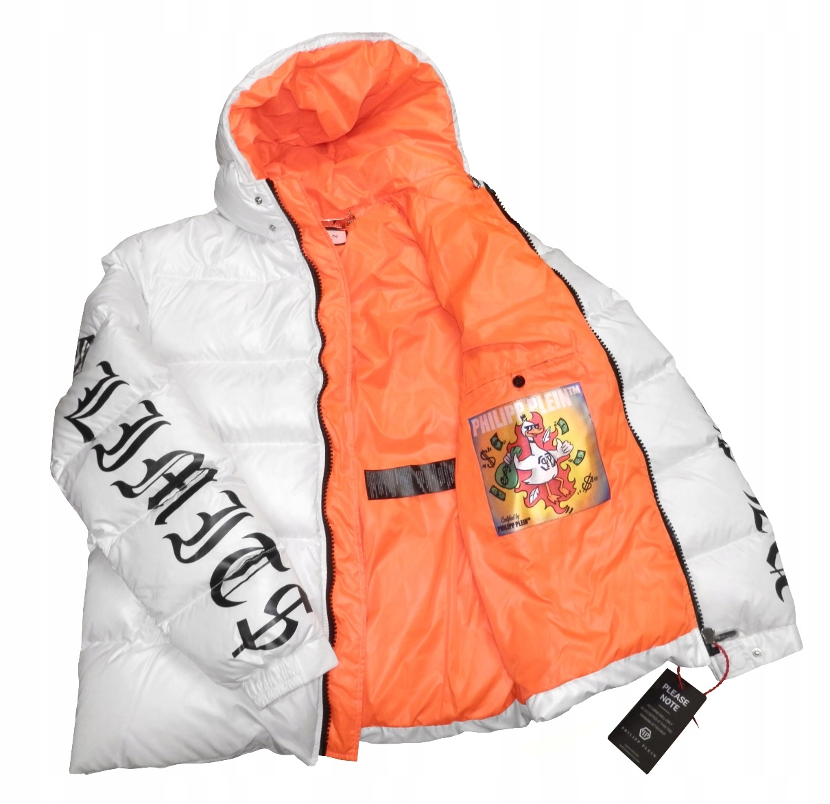 Philipp Plein No Limit Bílá Péřová Bunda Přírodní Husí Peří vel. XL