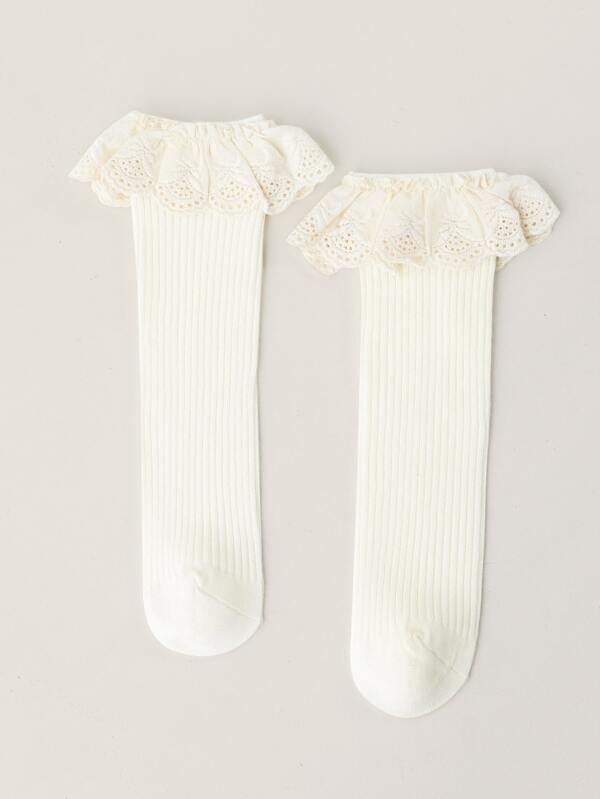 Podkolanówki skarpetki HAFTOWANE CHRZEST 80-86-92 Odcień ecru