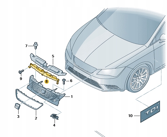 ODRZUTNIK NA PAS PRZEDNI SEAT LEON III ORYGINAŁ