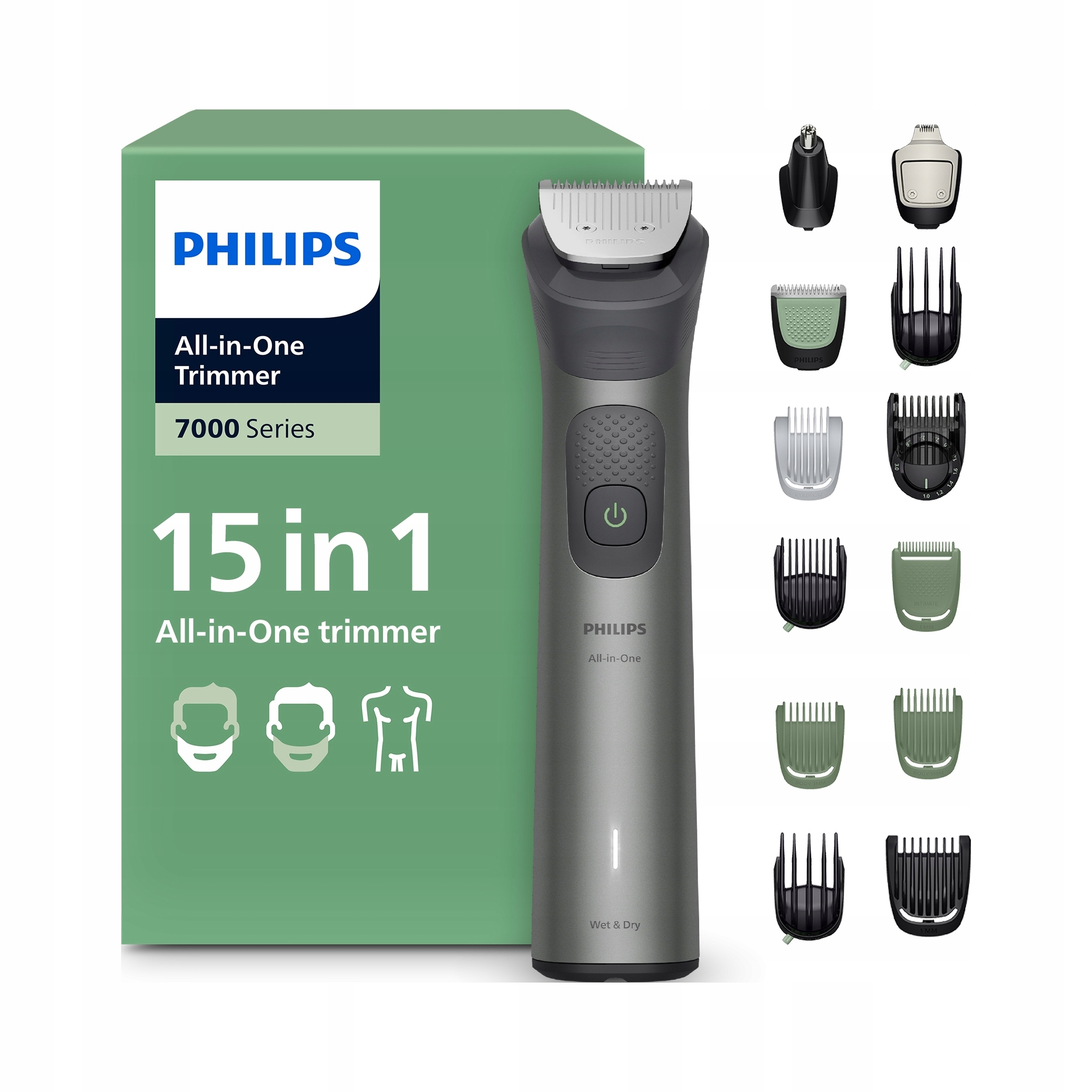 Trymer Wielofunkcyjny Do Włosów Philips 15 Nasadek Akumulatorowy 26DŁUGOŚCI