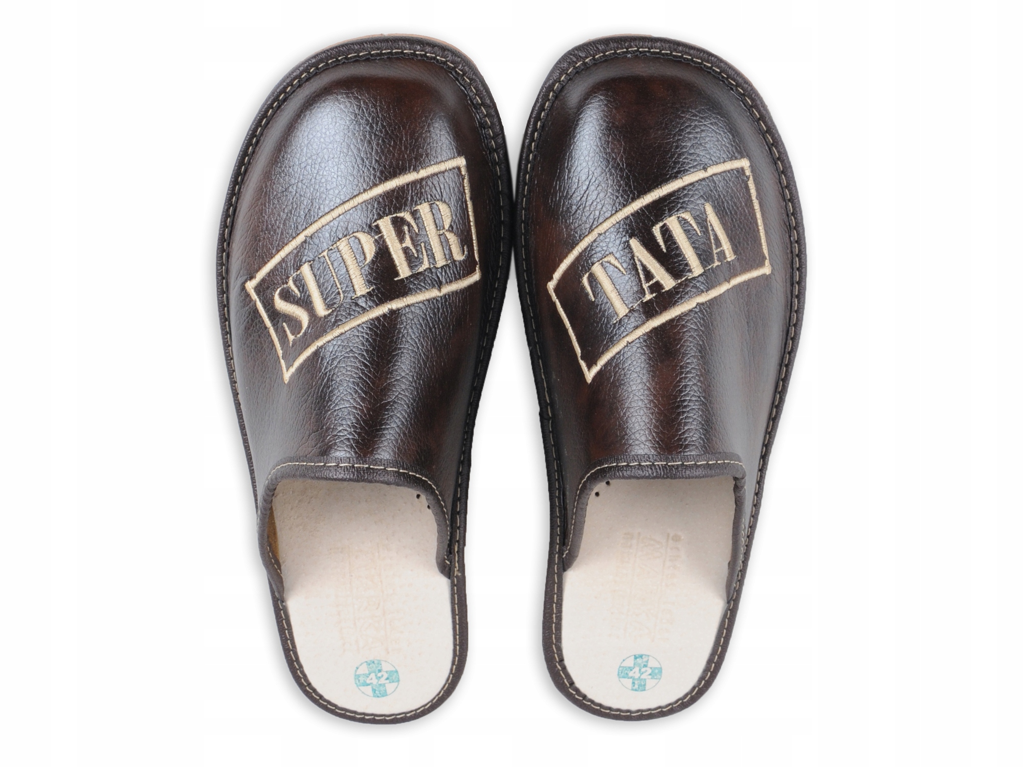 

Prezent dzień Ojca Pantofle Super Tata skóra Nr 50