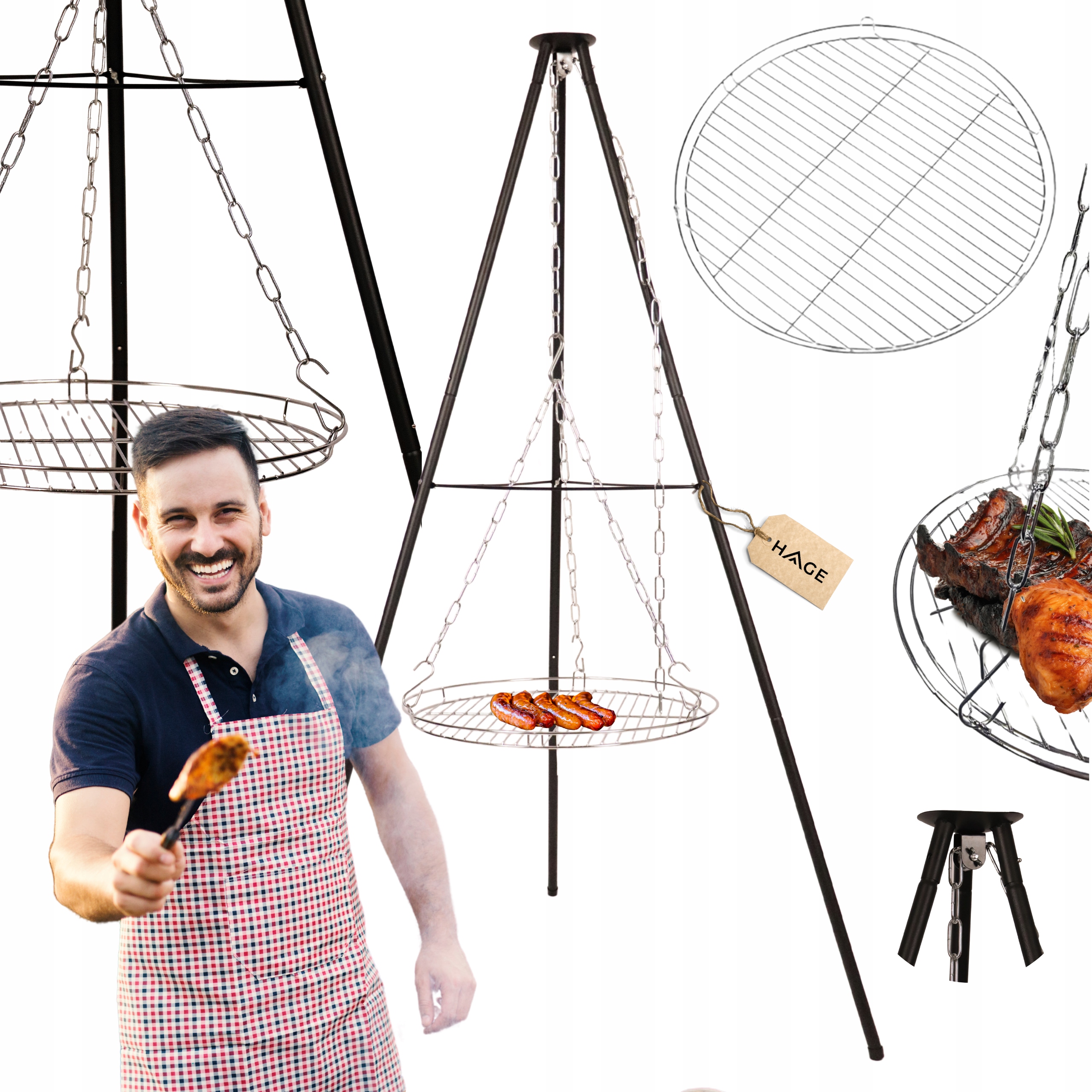 Trójnóg Z Rusztem Grill Ogrodowy Do Palenisk 60cm Roma Milano 150cm Ogniska