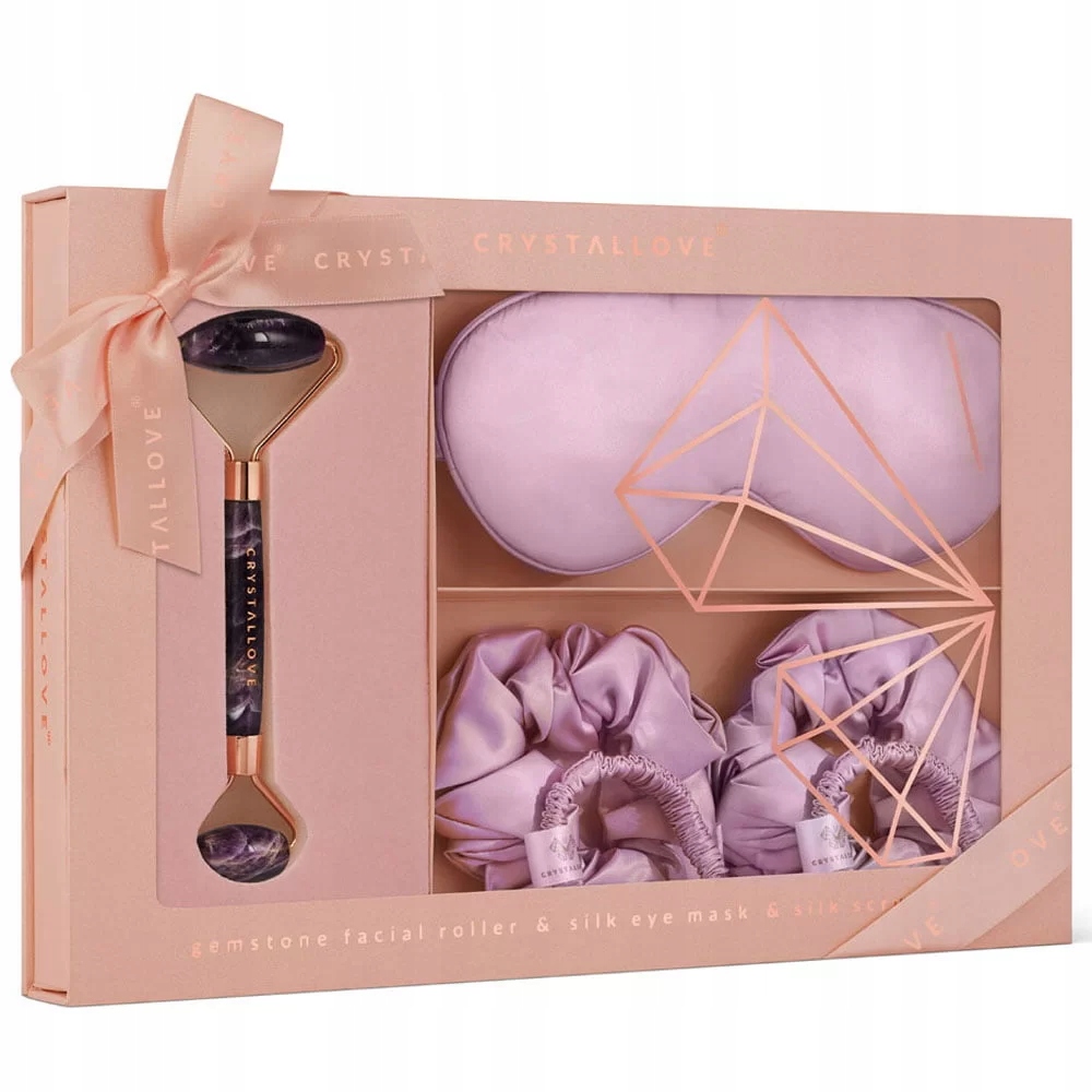 Crystallove Amethyst home Spa set roller z ametystu čelenka 4 gumičky