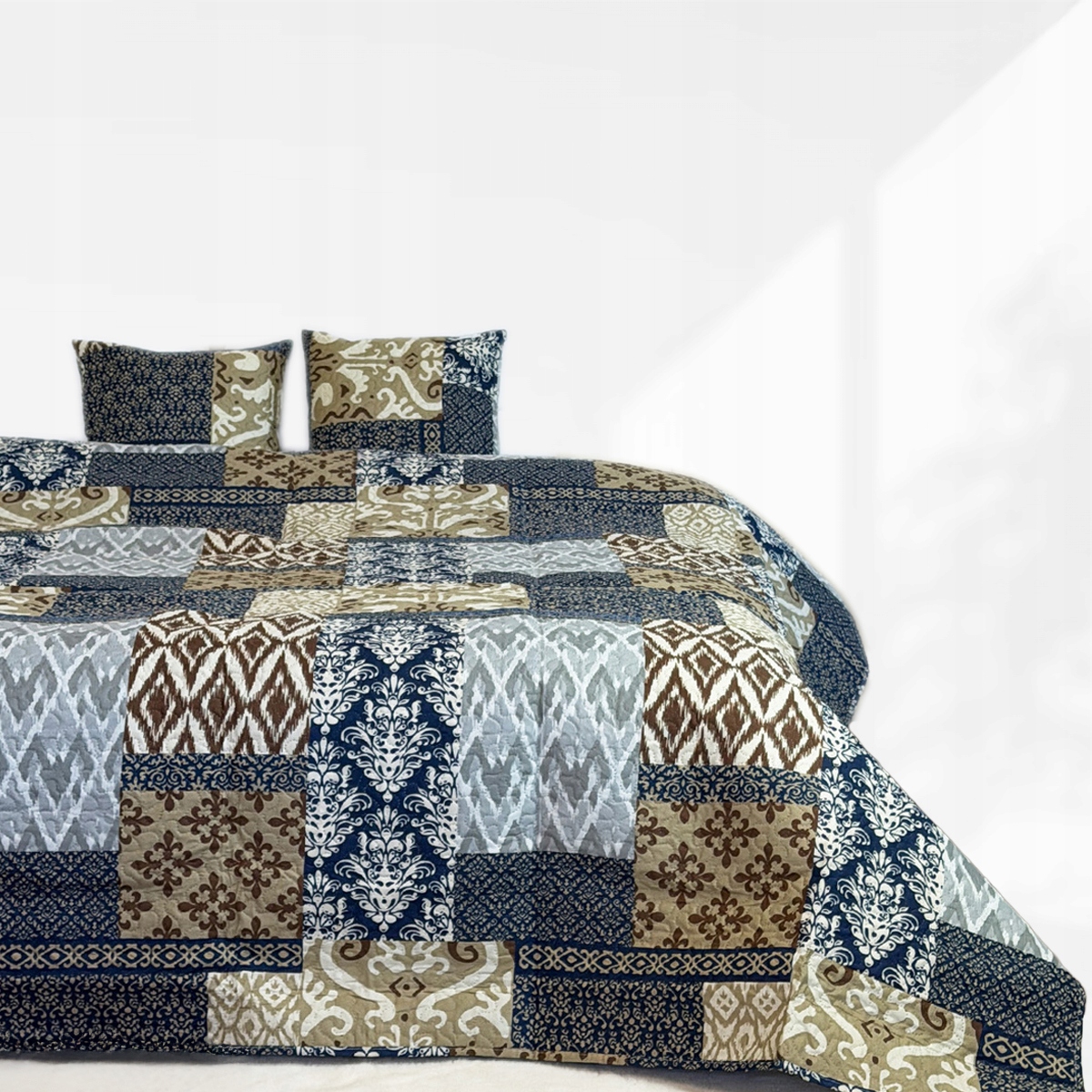 Narzuta Dwustronna na Łóżko Tavira Pled Niebiska 220x240 cm 2 poszewki