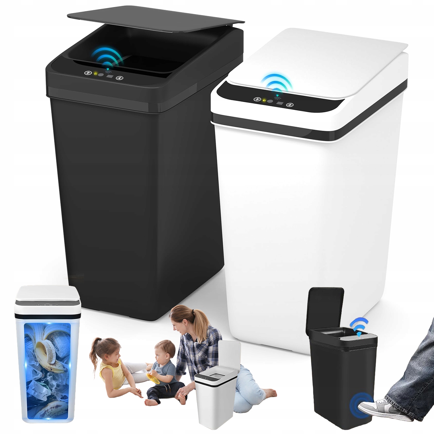 Levně Inteligentní Koš Na Odpadky 12 L IPX5 Do Kuchyně Ložnice Koupelny 2KS