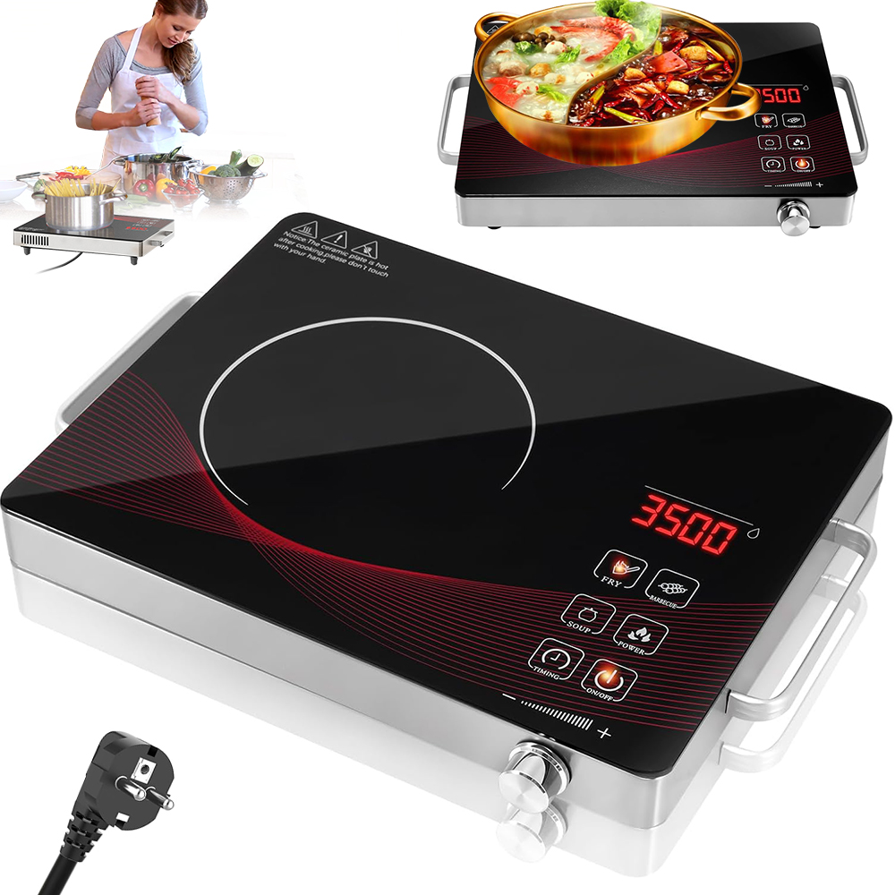 Kuchenka Elektryczna Jednopalnikowa LCD Płyta Grzewcza 3500W 4-TRYBÓW Timer