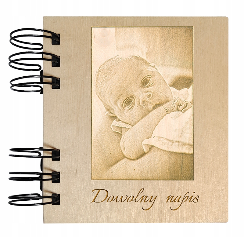 Album drewniany Mini z napisem i fotografią