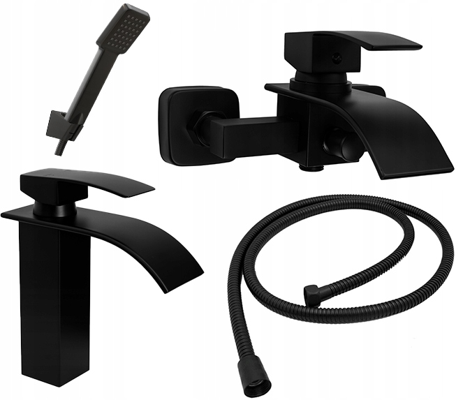 Umývadlová batéria vaňová sprchová súprava Elva čierna matná komplet