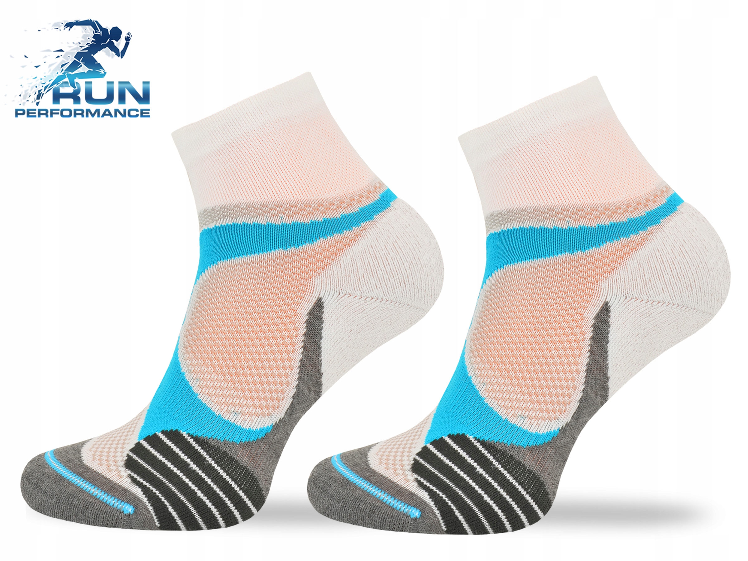 Skarpetki do biegania RUN4 – Coolmax – white-blue Marka Comodo
